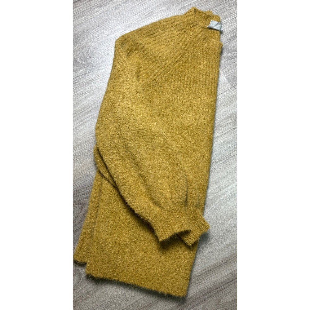 Everlane Superfuzz Alpaca Crewneck Sweater Mustard Gold Balloon Sleeve Womens S - Picture 13 of 13